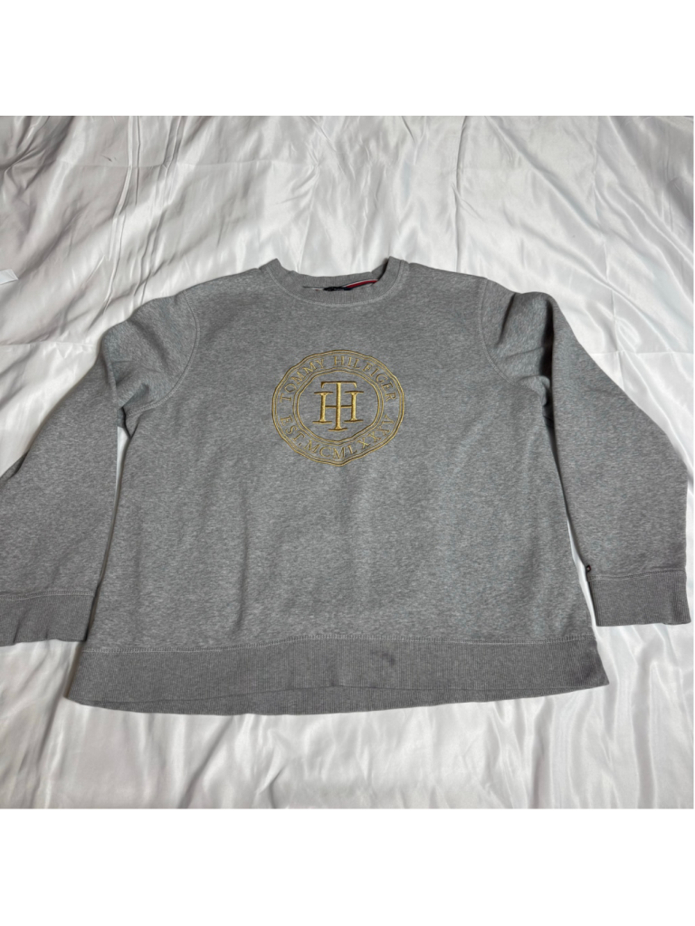 Men's Tommy Hilfiger Sweatshirt XXL Grey Gold Logo